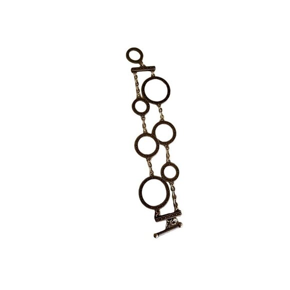 Brighton Silver Toggle Bracelet With Circular Links & Heart Charm - Picture 1 of 5